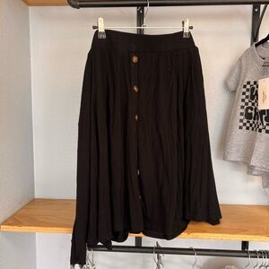 Elegant Black Button-Front Skirt